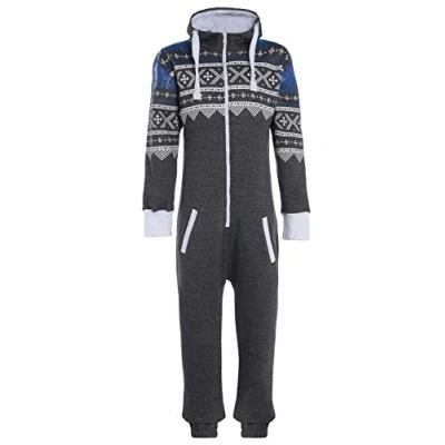 Image of trending babz Kids Boys Girls Unisex Onesie Full Camouflage Aztec Print Zip Up Hooded Army Camo All in One Jumpsuit 7 13 Yrs
