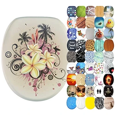 Image of Sanilo Soft Close Toilet Seat, Wide Choice of New Seats, Stable Hinges, Easy to Mount (Tropical)