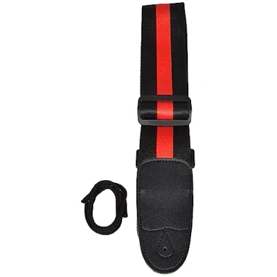 Image of Chord Nylon Webbing Adjustable Guitar Strap Black &amp; Red