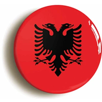 Image of Ozorath ALBANIA ALBANIAN NATIONAL FLAG BUTTON BADGE (1inch / 25mm diameter)