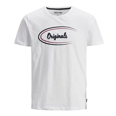 Image of Jack &amp; Jones Mens JACK&amp;JONES casual cotton t shirt crew neck short sleeve White Size X Small