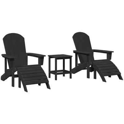 Image of vidaXL 3 Piece Garden Lounge Set Black HDPE