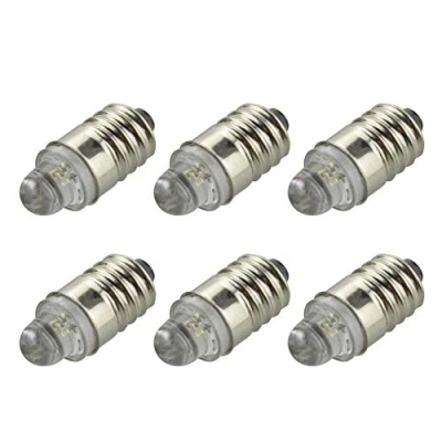 Image of Ruiandsion 6pcs E10 LED Bulb 3V 6000K White for Torchlight Flashlight Torch Headlight,Negative Earth