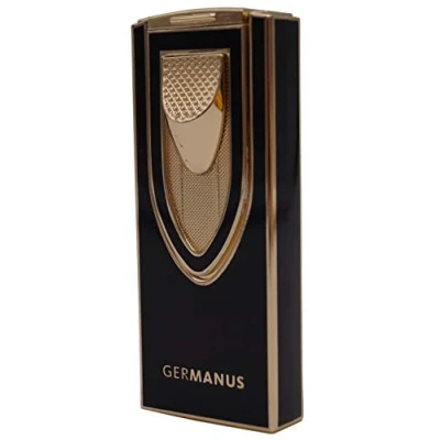 Image of GERMANUS Jetflame torch lighter with 2 flames for cigars, Black, Gold