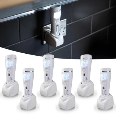 Image of Xtralite NiteSafe Maxi Rechargeable Night Light 4 Function LED Nightlight, Power Failure Light, Torch and Work Six Pack