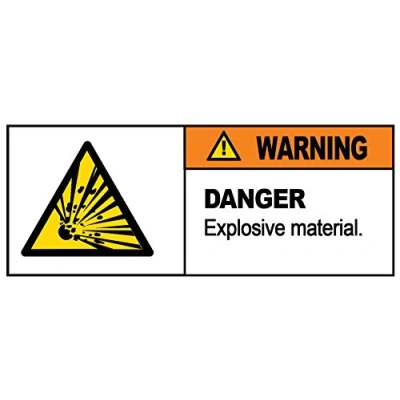 Image of 2 x Warning DANGER EXPLOSIVE MATERIAL Sign Removable Self Adhesive Waterproof Durable Vinyl Label Sticker 225mm 106mm