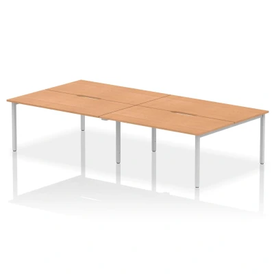 Image of Evolve B2B Silver Frame Bench Desk 1600 Oak (4 Pod) BE250