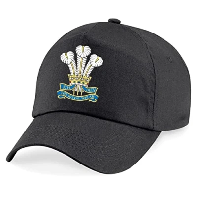 Image of PSave Royal Welsh Insignia Embroidered Baseball Cap British Army Military Embroidery (Black)