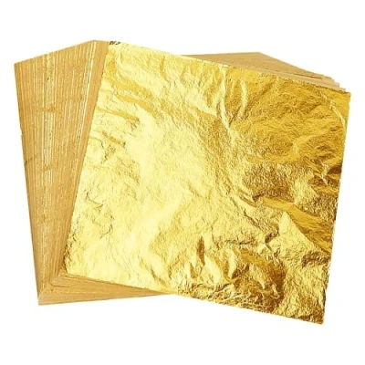 Image of Imitation Gold Foil Paper, 100 Sheets Leaf Metallic Gilding Crafting for Handicrafts DIY Nails Decoration Frames Painting Arts Furniture (14x14cm)