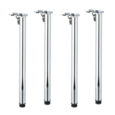 Image of Relaxdays Table Legs, Set of 4, Folding, HxD 71 x 5 cm, Desk &amp; Stool, Iron, Collapsible Furniture Supports, Silver, Plastic