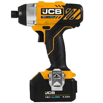 Image of JCB 18V Cordless Impact Driver, 4.0Ah Battery, Fast Charger, LED Light, Belt Clip &amp; Rubber Grip Overmould, 3 Year Warranty