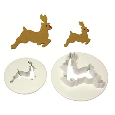 Image of PME CHRISTMAS REINDEERS REINDEER RUDOLF CUTTERS FOR CUPCKAE or CAKE DECORATING Set 2 RE485