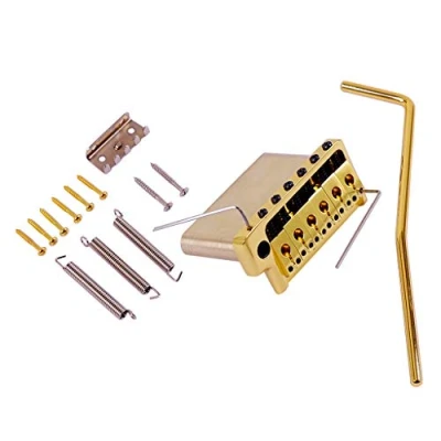 Image of Alnicov Tremolo System Brass Bridge Saddles for 6 String ST Electric Guitar Gold