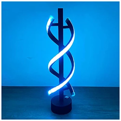 Image of Spiral LED Table Lamp Touch Control Bedside Adjustable brightness Modern black Desk for Bedroom Living Room Lounge Lighting Design,Ice blue light