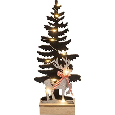 Image of St Helens Home and Garden Battery Operated Wooden Christmas Tree Light Effect