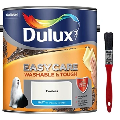 Image of New 2017 Dulux Easycare Washable &amp; Tough Matt Timeless 2.5L with Unique Stain Repellent Technology. Includes PSP Touch up Brush.
