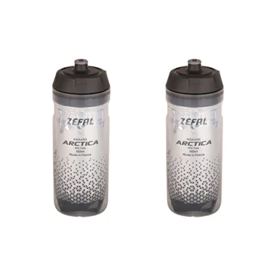 Image of ZEFAL Pack Arctica 55 2 Bottles Bicycle 550 ml Thermos Flask Odourless and Waterproof Sports Water Bottle BPA Free Silver/Black