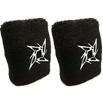 Image of Vonchic Sport Sweatband Metallica Ninja Star Blade Logo Sports Sweatbands Wristbands 1 Pair