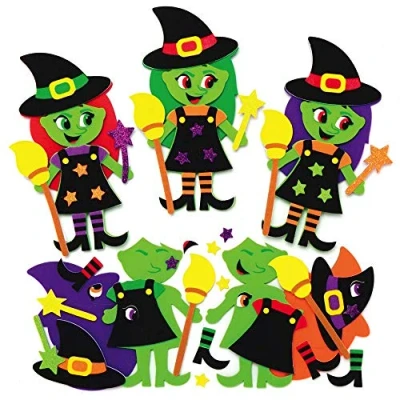 Image of Baker Ross Witch Mix and Match Halloween Decoration Magnet Kits Pack of 8, Craft for Kids, Foam Arts Crafts (AX219)