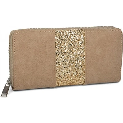 Image of styleBREAKER Wallet with Surrounding Sequin Stripes, Zipper, Wallet, Women 02040056, Colour:Taupe