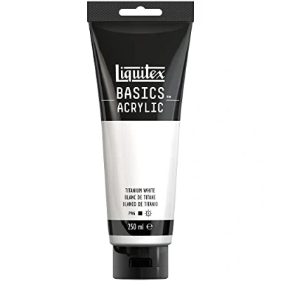Image of LIQUITEX 88700229 Basics Acrylic Paint, Titanium White, 250 ml Tube