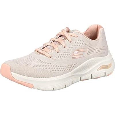 Image of Skechers Women&#039;s Arch Fit Big Appeal Sneaker,Natural Knit Mesh / Coral Trim,5.5 UK
