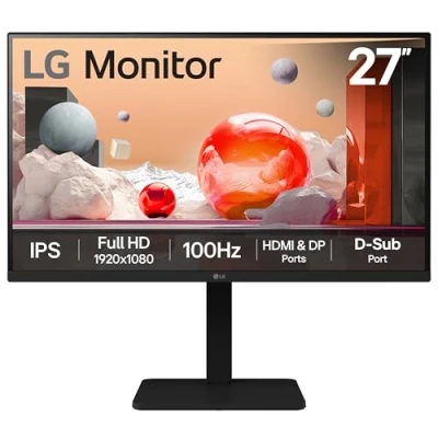Image of LG Electronics Monitor 27BA450, 27 Inch, FHD 1080p, 100Hz, 5ms Response Time, IPS Panel, HDMI, DisplayPort (Matt Black)