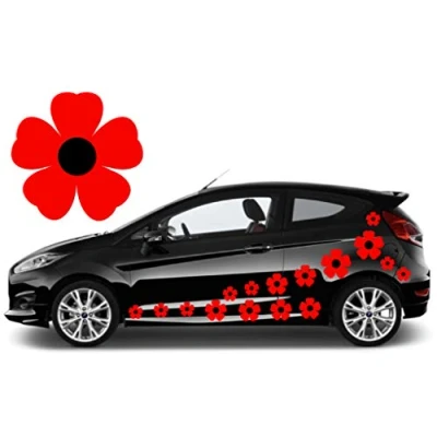 Image of TEEZ 32 Red &amp; Black Flower Car Decals,Car Stickers Graphics, Daisy Decals