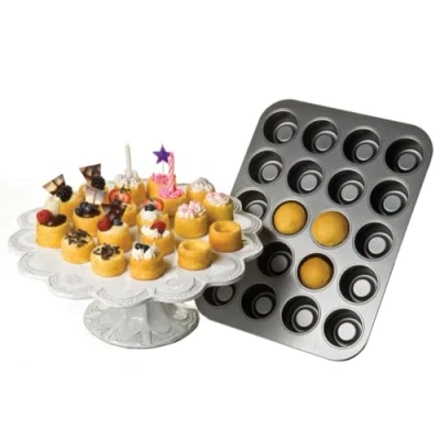 Image of Chicago Metallic Professional Non Stick Hollow Fillable Mini Cupcake Tin, 27 x 35 cm (10½&quot; 14&quot;), Grey