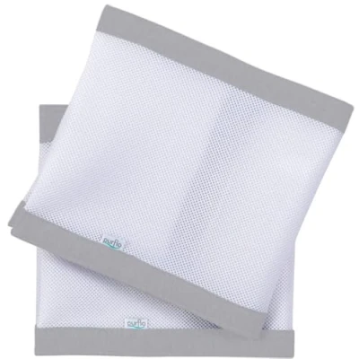 Image of Purflo Breathable Cot Bumper Safe Alternative to Traditional Baby Bumpers Machine Washable Mesh &amp; Easy Install Velcro Fixings Fits Bed up 140x70 cm Essentials Cloud Grey