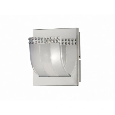 Image of Charis Flush Wall Lamp Switched 1 Light Polished Chrome, Glass, Crystal