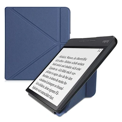 Image of kwmobile Origami Case Compatible with Kobo Forma Slim PU Leather Cover Stand Dark Blue