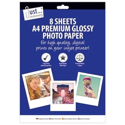Image of A4 210Gsm Premium Quality High Glossy Photo Paper Inkjet 8 Sheets