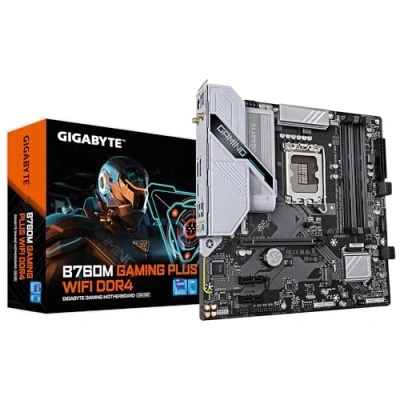 Image of GIGABYTE B760M GAMING PLUS WIFI DDR4 Motherboard Supports 14th Gen. Intel Core CPUs, 4+1+1 phases VRM, up to 5333MHz (OC), 2xPCIe 4.0 M.2, Wi Fi 6, 1 GbE LAN, USB 3.2 Gen