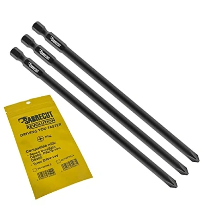 Image of 3 x SabreCut SC130PH2_3 130mm PH2 Compatible with SENCO DuraSpin DS200 DS202 14V DS205 EA0122 and TYREX D404 Autofeed Collated Drywall Screwdriver Gun Bit Phillips No.2 Heavy Duty