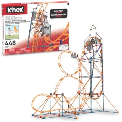 Image of K&#039;NEX Amazin&#039; 8 Coaster Construction Set for Boys and Girls, Theme Park, Roller Coaster, 448 Piece Kids Building Children Ages 7+ Basic Fun 80216
