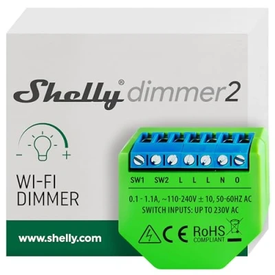 Image of Shelly Dimmer 2 WiFi Smart Switch No Neutral Wire Required Home Automation Compatible with Alexa &amp; Google iOS Android App Hub Wireless Dimmable Lights