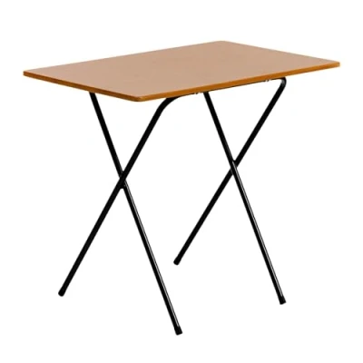 Image of Wood/Black Wooden Folding Desk By Harbour Housewares Easy Assemble