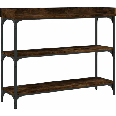 Image of vidaXL Console Table with Shelves Smoked Oak 100x30x80 cm