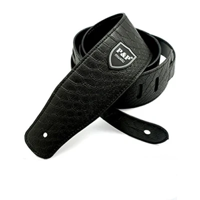 Image of Adjustable Guitar Strap Snakeskin Texture Leather for Electric Acoustic Bass
