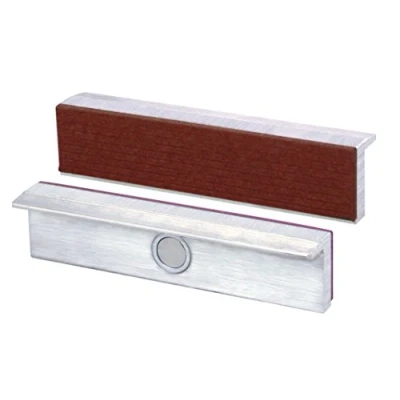 Image of Heuer 111140 Vice Jaws/Jaw Protectors Rectangular, Plane Parallel, Built in Special Magnets, Fits 140 mm Material: Aluminium, Fibre