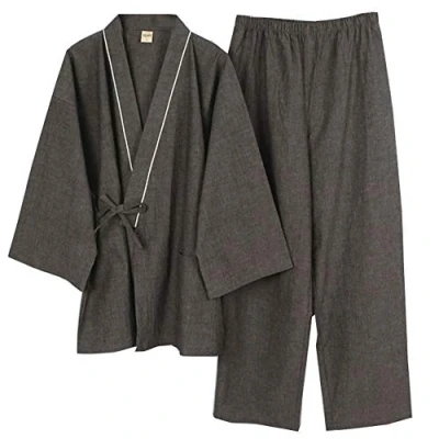 Image of thefancypumpkin Jinbei Men&#039;s Japanese Yukata Kimono, Gray897, XL