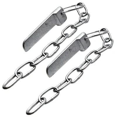 Image of Flat Cotter Spring Ring / Linch Pin and Chain PAIR Zinc Plated DK12_Pair