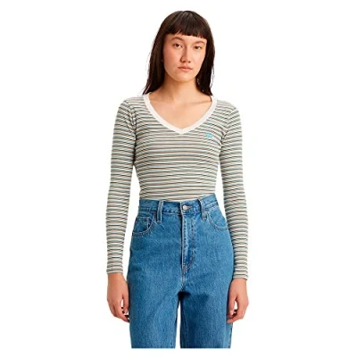Image of Levi&#039;s Women&#039;s Long Sleeve Vneck Baby Tee T Shirt