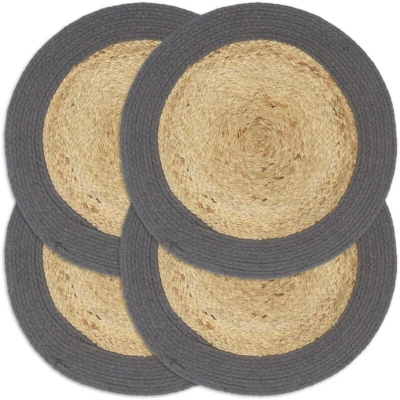 Image of vidaXL Placemats 4 pcs Natural and Anthracite 38 cm Jute Cotton