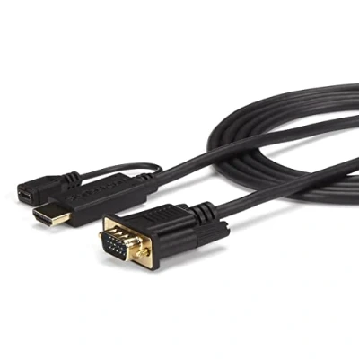 Image of StarTech.com HDMI to VGA Cable 6ft 2m 1080p Active Conversion Adapter for Your Monitor / Display (HD2VGAMM6) , Black