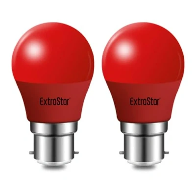 Image of EXTRASTAR B22 LED Light Bulb Red, 4W Bayonet Cap G45 Bulb, 180 Beam Angle Lightbulbs for Christmas Holiday Party, Non Dimmable, Pack of 2