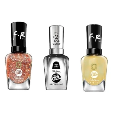 Image of Sally Hansen Miracle Gel Nail Polish X Friends Collection Trio Set. Stick To The Routine, Yellow Taxi &amp; Shiny Top Coat