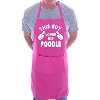 Image of This Guy Loves His Poodle BBQ Dog Cooking Funny Novelty Apron Pink