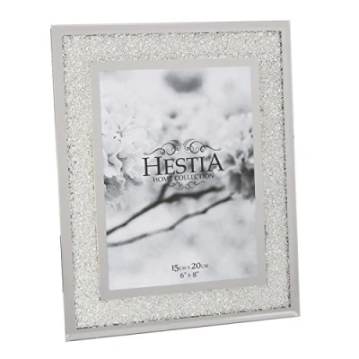 Image of Hestia Photo Frame Crystal Edge with Silver Border 6&quot; x 8&quot; HE76968